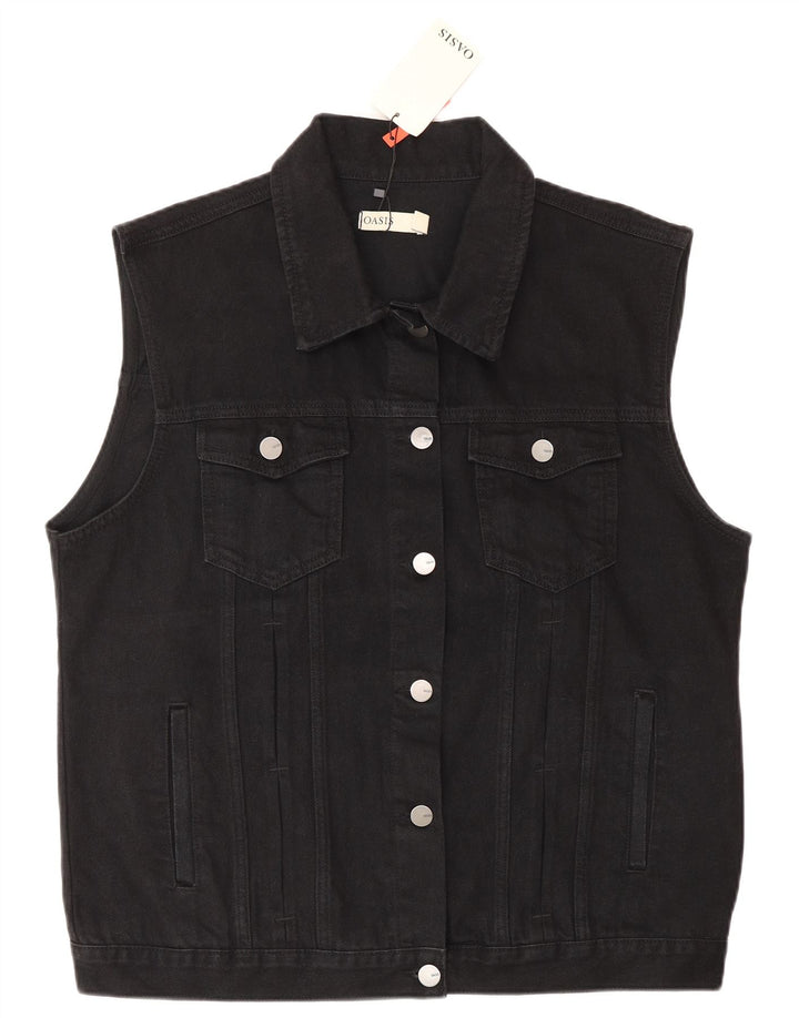 Oasis Womens Denim Gilet UK 16 Grande Algodão Preto