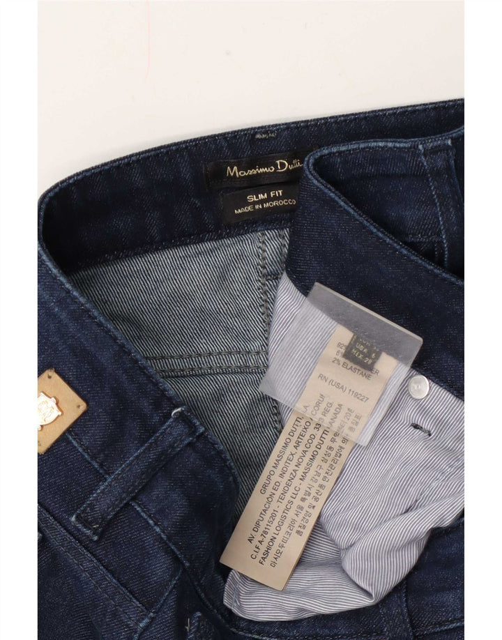 Jeans Slim Feminino Massimo Dutti EU 38 Pequeno W28 L27 Azul Marinho Algodão