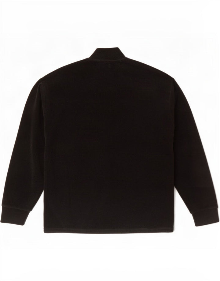 Fila Suéter masculino de lã com zíper e gola pequena preto