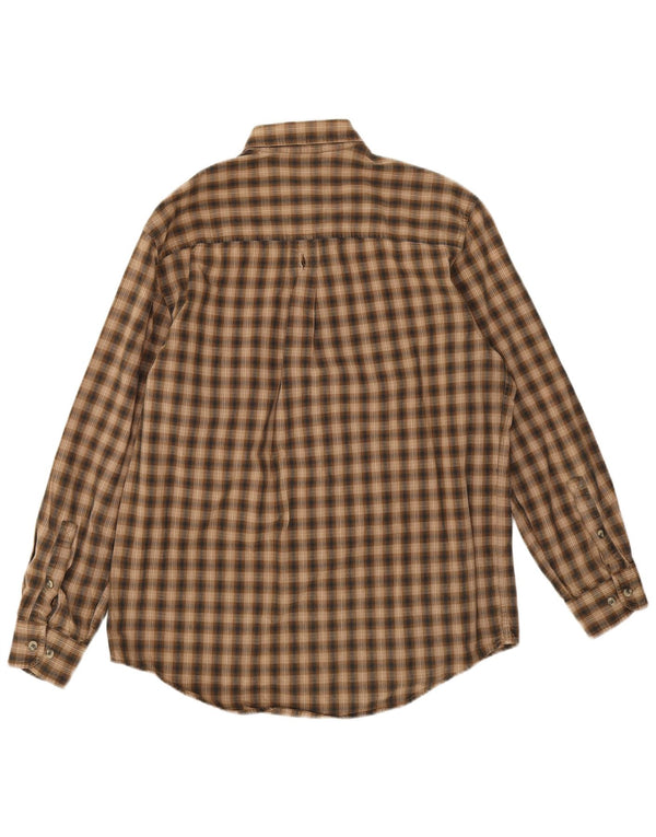 Camisa masculina de flanela Timberland pequena marrom xadrez algodão