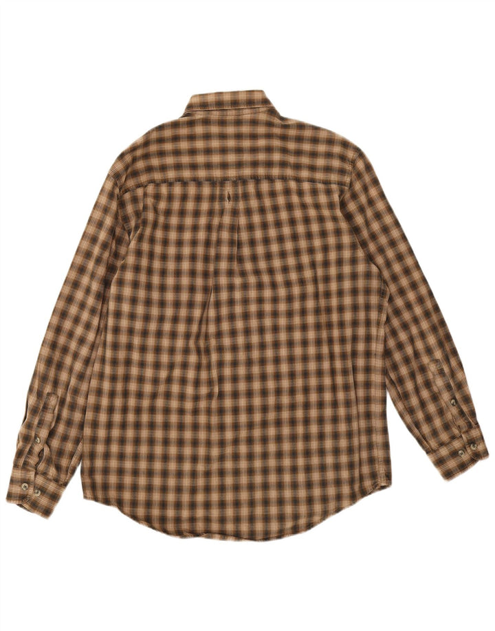 Camisa masculina de flanela Timberland pequena marrom xadrez algodão