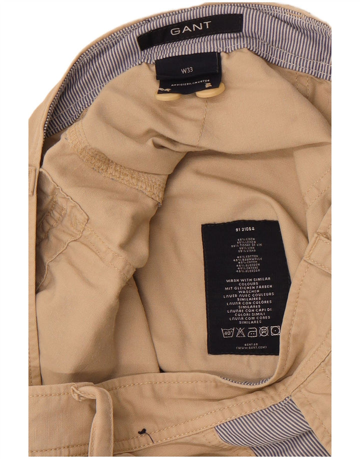 Shorts cargo masculino Gant W33 linho colorblock bege médio