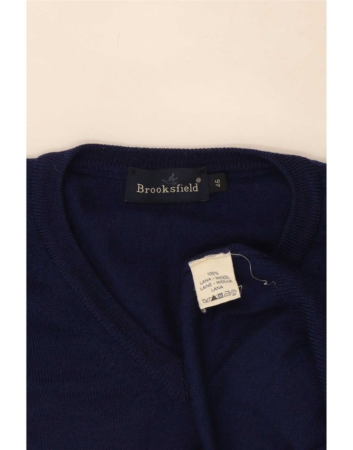 Suéter masculino Brooksfield com decote em V IT 46 pequeno lã azul marinho