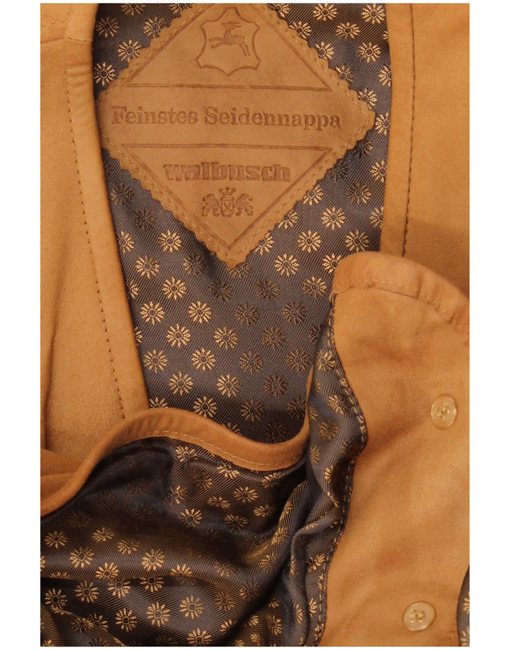 Colete de couro masculino vintage couro marrom médio