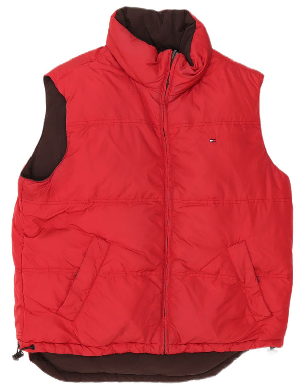 Colete acolchoado reversível masculino Tommy Hilfiger UK 38 poliéster vermelho médio