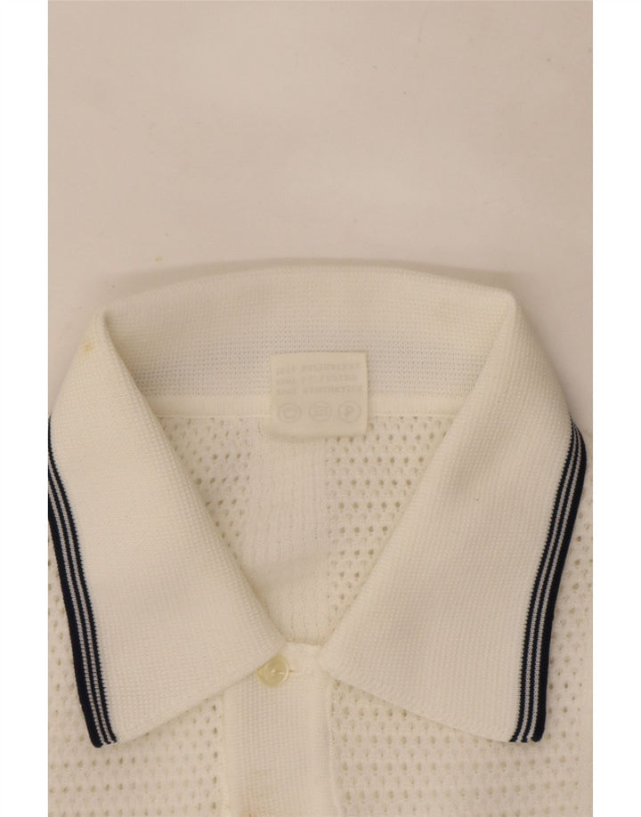 Suéter masculino Trevira de manga curta com gola polo, grande poliéster branco