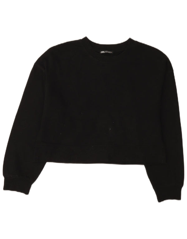 Zara Womens Crop Oversized Moletom Jumper Reino Unido 10 Pequeno Preto
