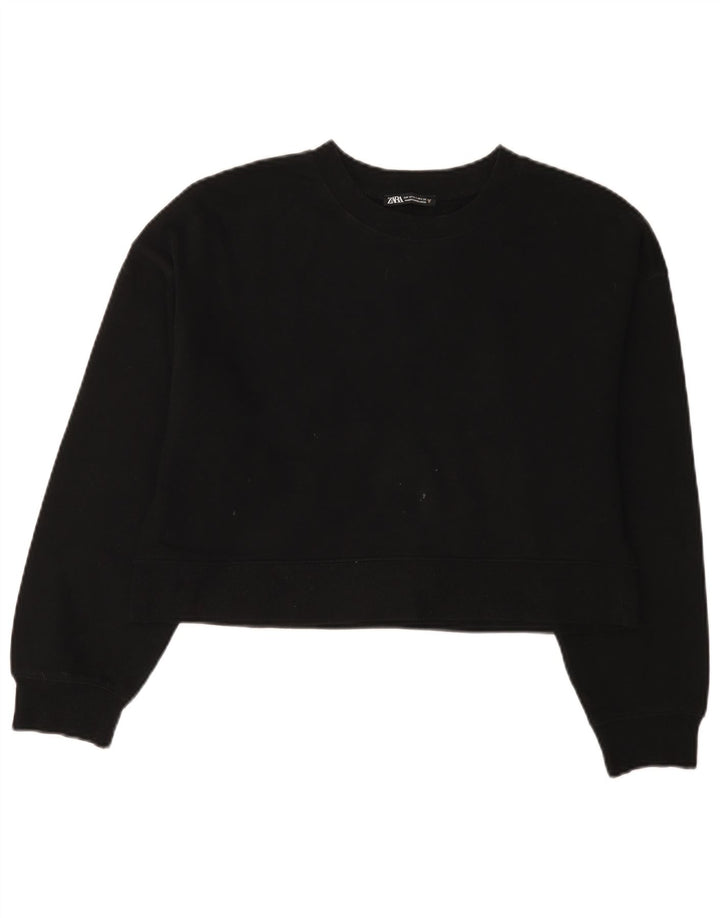 Zara Womens Crop Oversized Moletom Jumper Reino Unido 10 Pequeno Preto