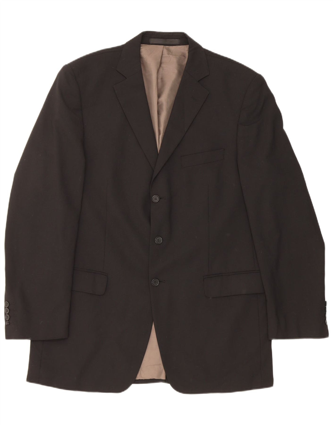 Jaqueta blazer masculina de 3 botões Marks & Spencer Reino Unido 42 grande poliéster preto