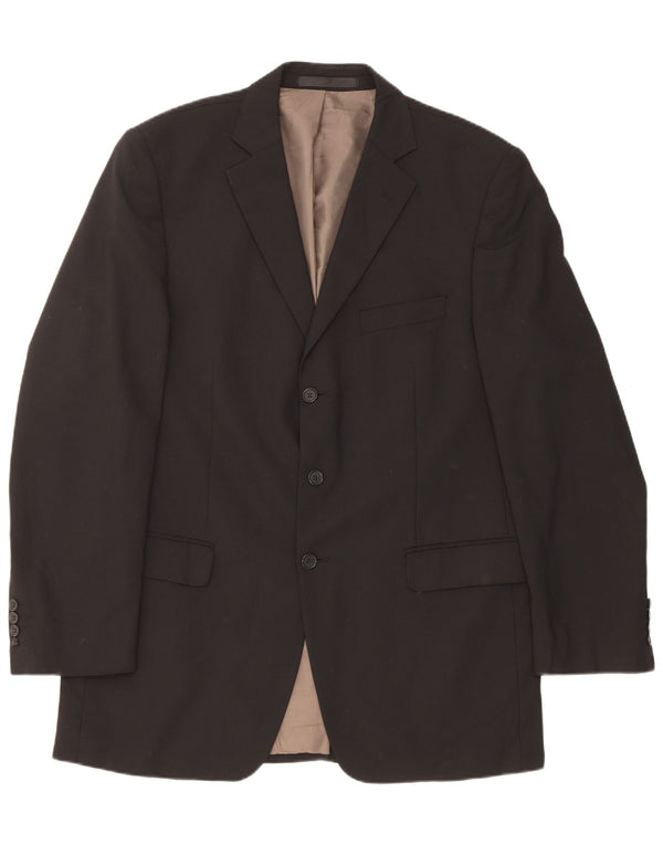 Jaqueta blazer masculina de 3 botões Marks & Spencer Reino Unido 42 grande poliéster preto