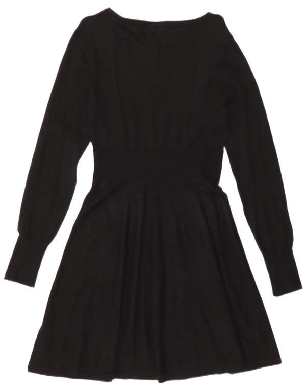 Vestido feminino Oasis manga comprida evasê UK 12 médio preto viscose