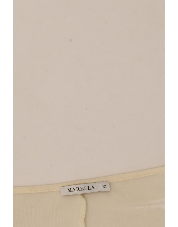 Marella Blusa Feminina Manga 3/4 Top UK 18 XL Branco