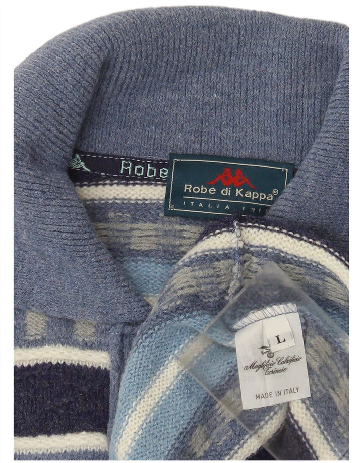 Suéter masculino Kappa com gola polo e lã listrada azul grande