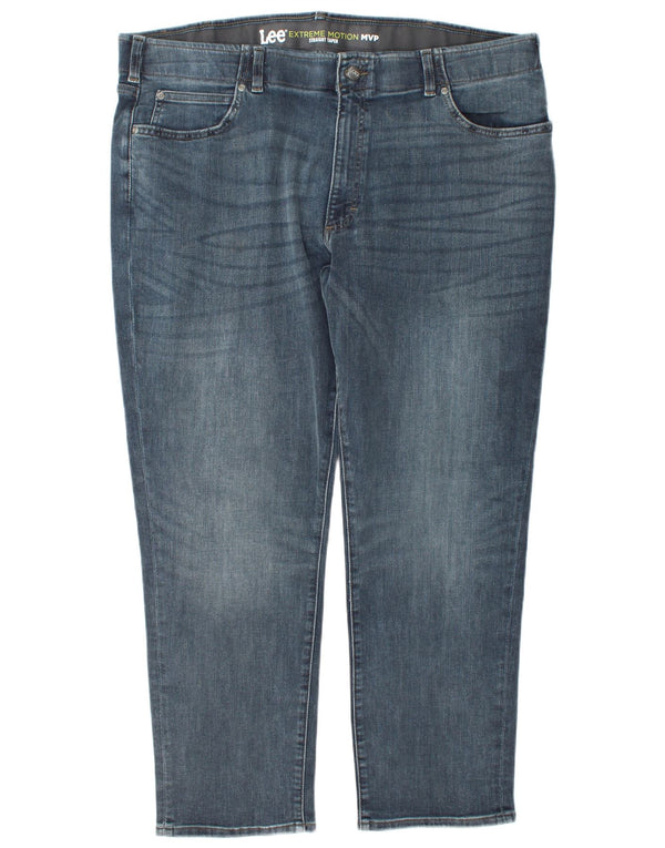 Lee Mens Extreme Motion Straight Tapered Jeans W42 L30 Azul Algodão