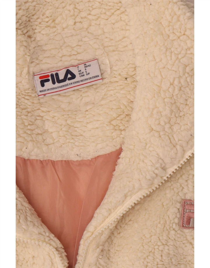 Jaqueta feminina Fila Oversized Fleece UK 10 Small Off White Colourblock