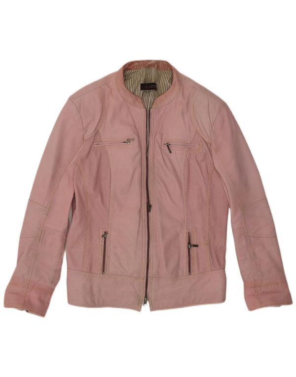 Jaqueta Cabrini feminina de couro Racer UK 14 grande couro rosa