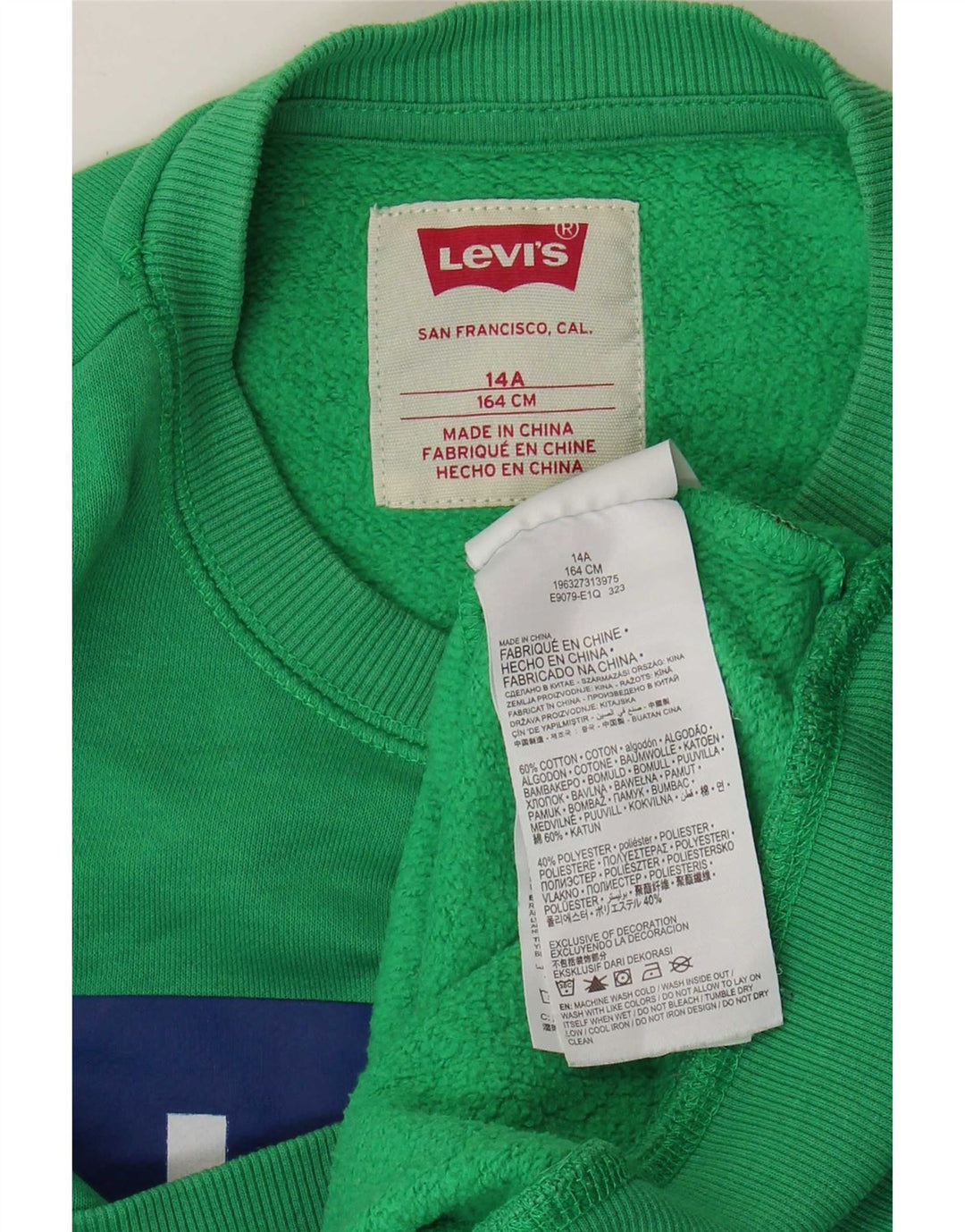 Moletom gráfico Levi's Boys 13-14 anos verde algodão
