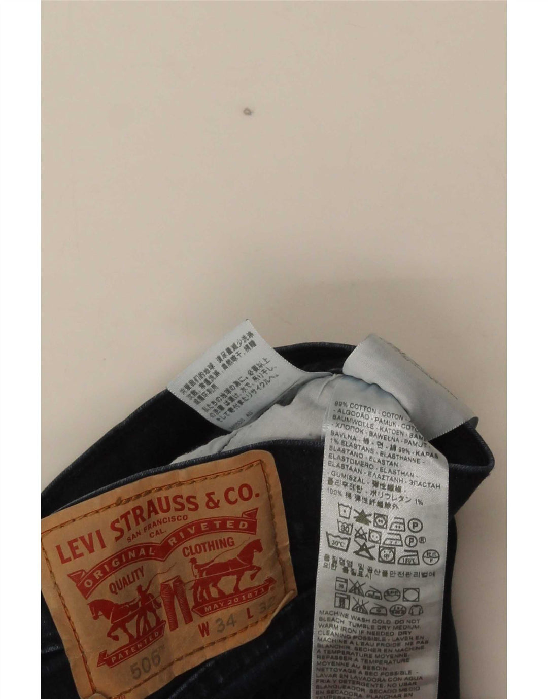 Levi's Masculino 506 Straight Jeans W34 L32 Azul Marinho Algodão