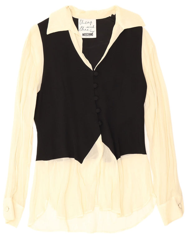 Blusa feminina Moschino Reino Unido 12 médio preto colorblock acetato