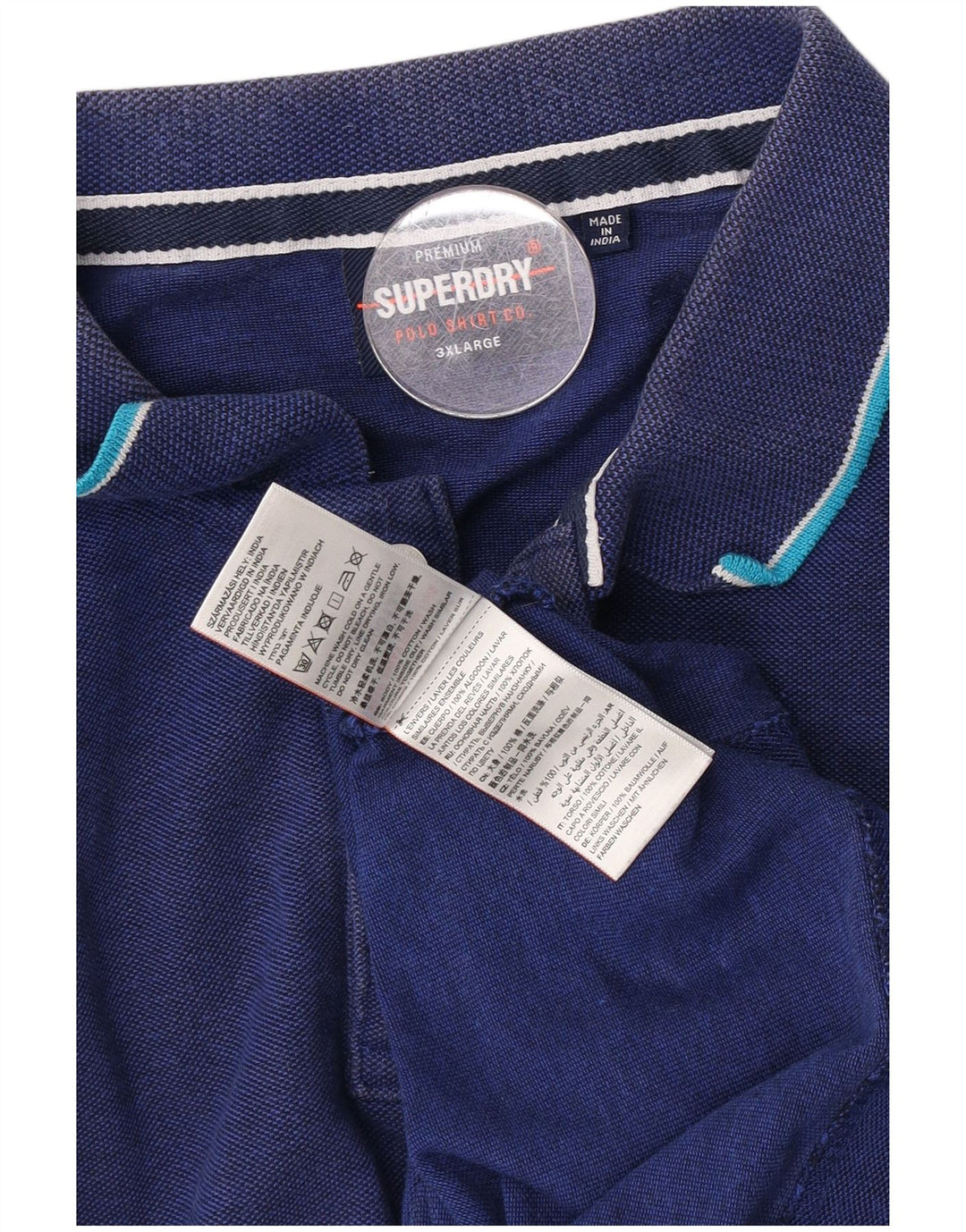 Camisa polo masculina Superdry 3XL algodão azul