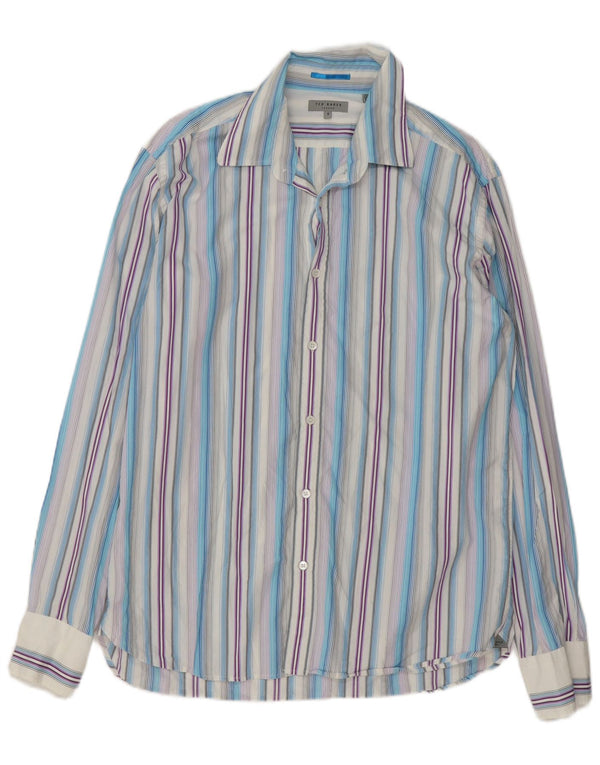 Camisa masculina Ted Baker tamanho 5 XL algodão listrado multicolorido