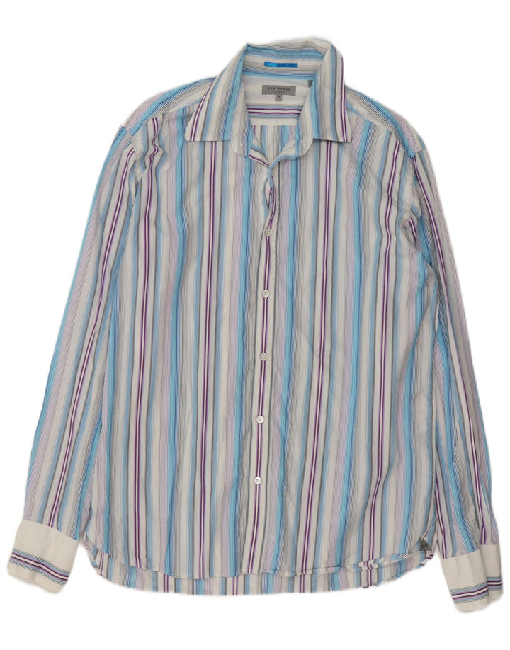 Camisa masculina Ted Baker tamanho 5 XL algodão listrado multicolorido