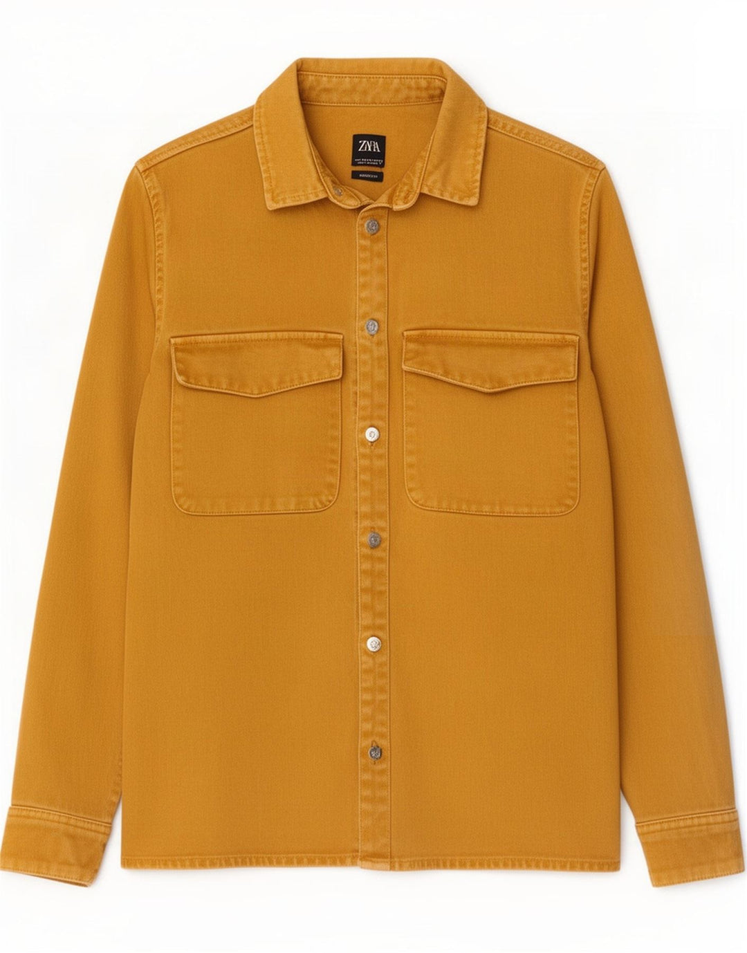 Camisa jeans masculina Zara Relaxed Fit pequena amarela