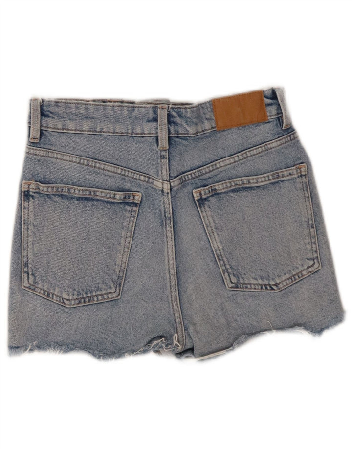 ZARA Womens Distressed Denim Shorts EU 34 2XS W24  Blue