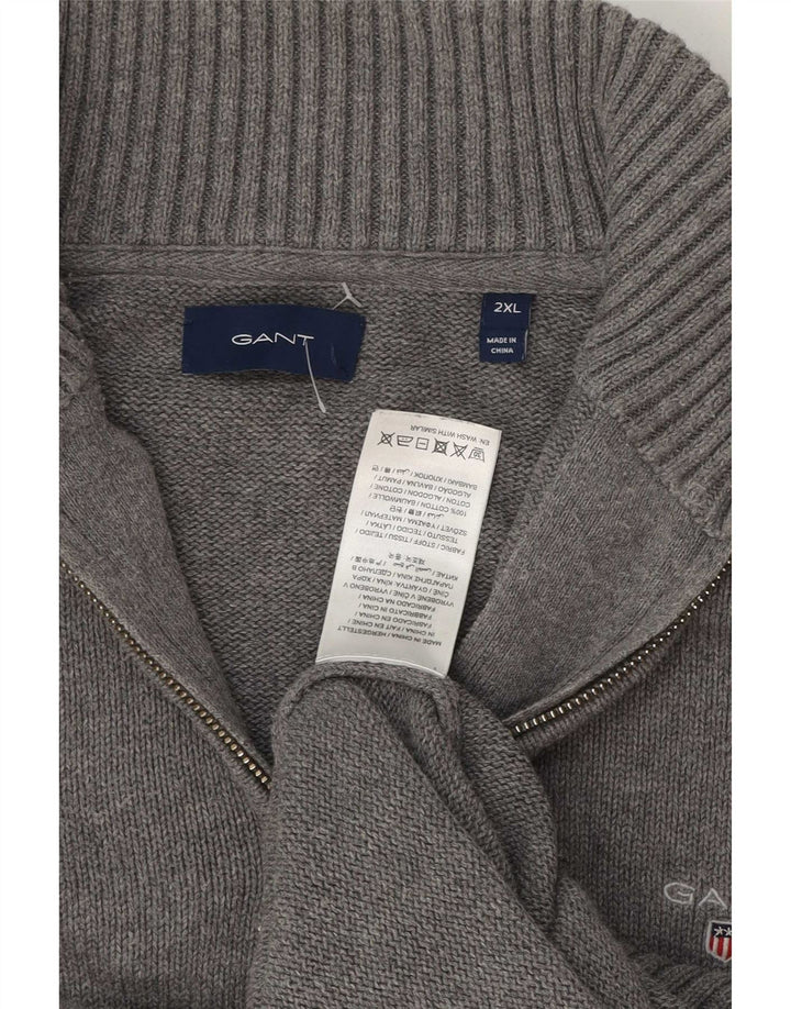 Suéter masculino Gant com zíper e gola 2XL algodão cinza