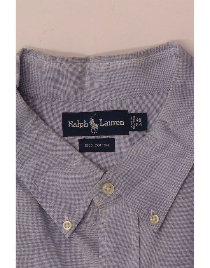 Camisa grande masculina Ralph Lauren 4XL algodão azul