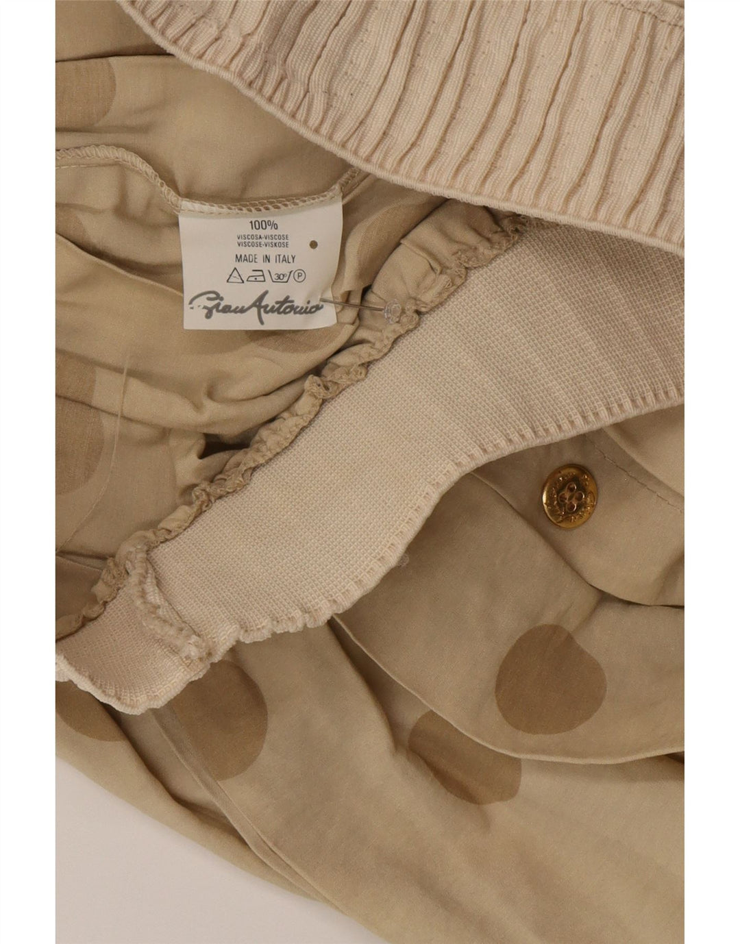 Shorts cullotes feminino vintage de cintura alta W28 de bolinhas bege médio