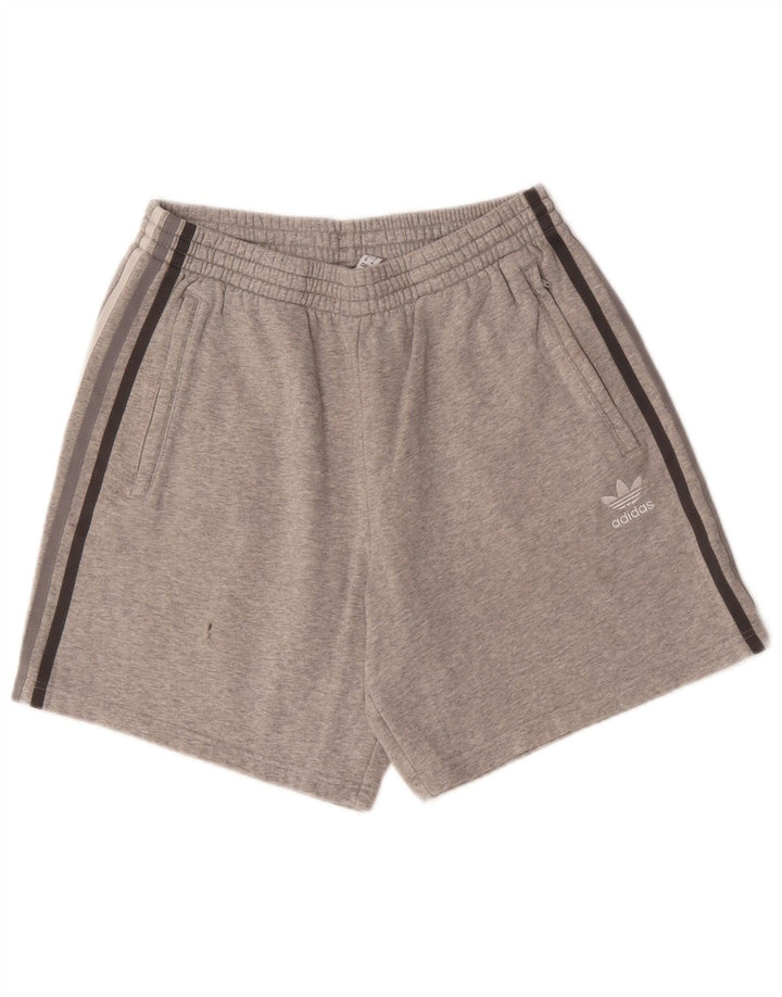 Shorts esportivos masculinos Adidas médio cinza manchado de algodão