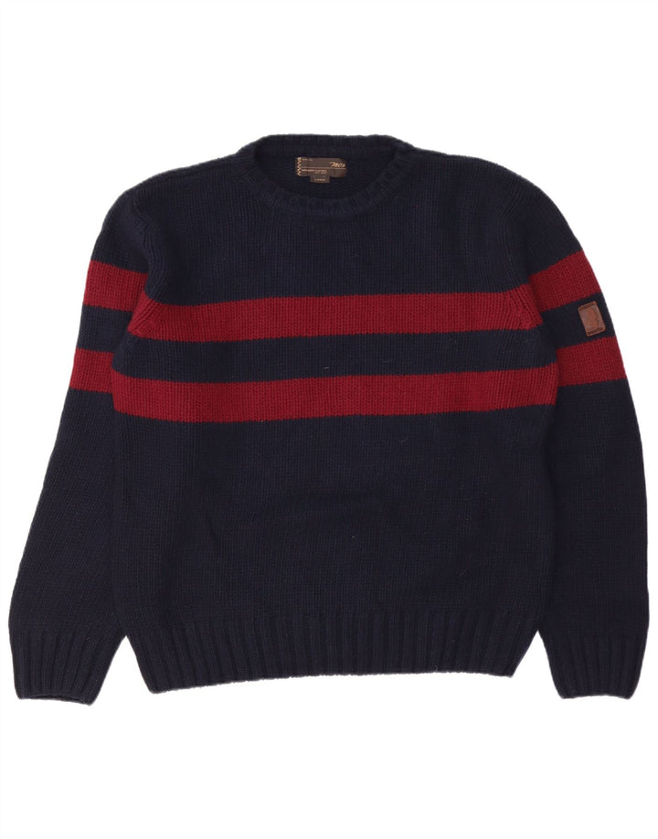 Suéter masculino Marlboro Classics com gola redonda grande bloco colorido azul marinho