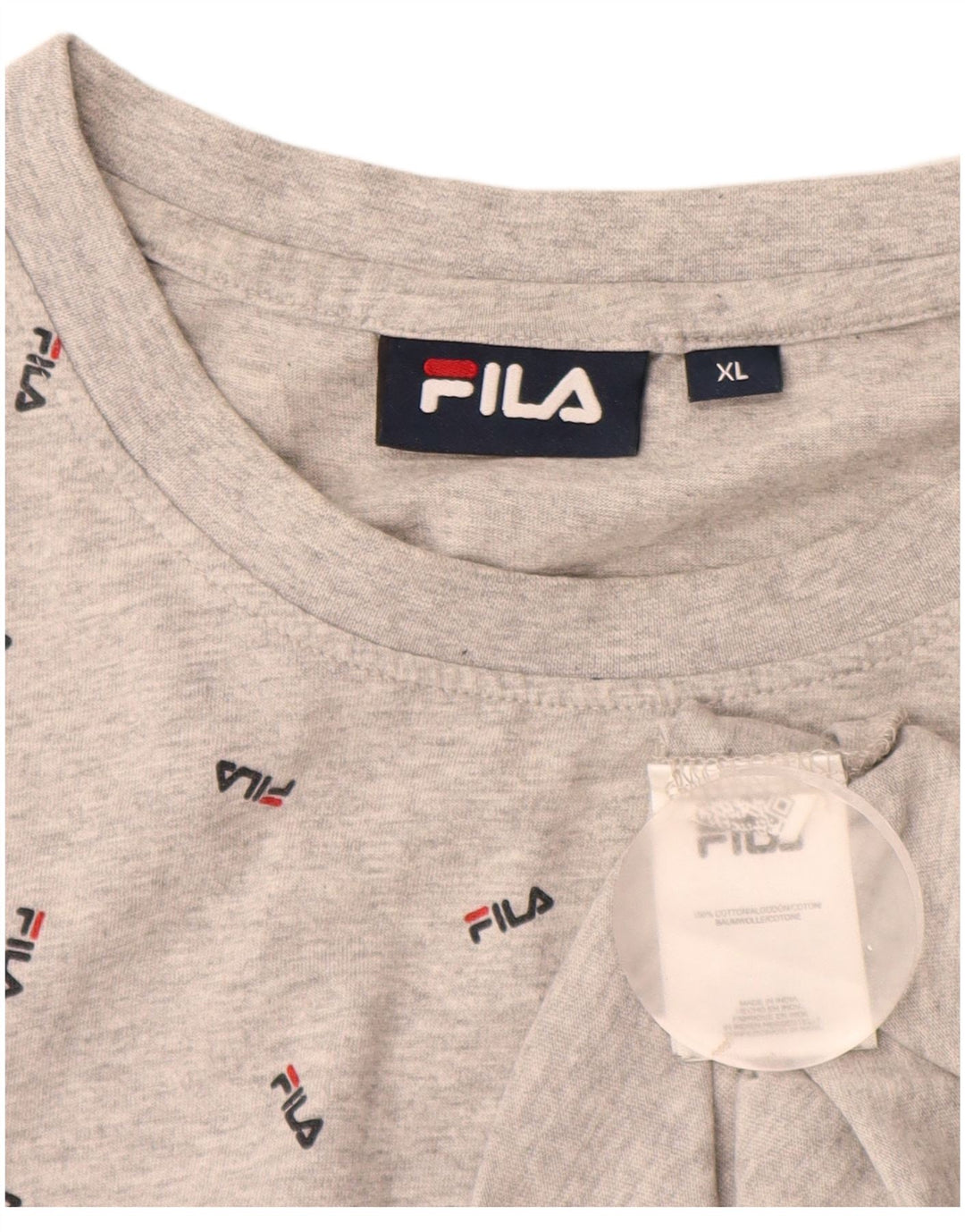Camiseta masculina Fila Graphic Top XL algodão manchado cinza