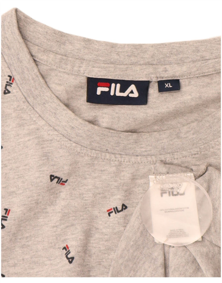 Camiseta masculina Fila Graphic Top XL algodão manchado cinza