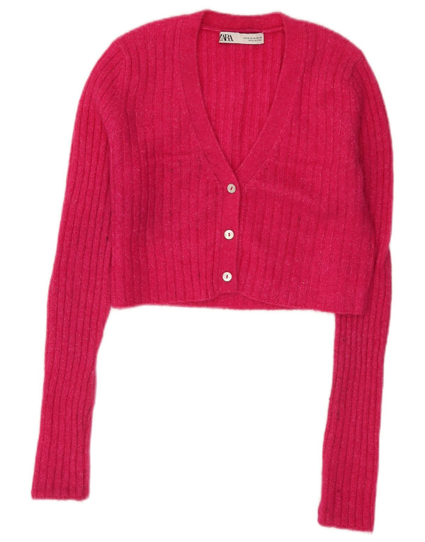 Suéter cardigã feminino Zara UK 12 médio rosa nylon