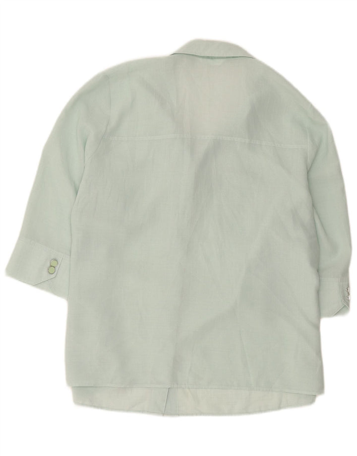 Camisa feminina de manga curta Marks & Spencer UK 20 2XL verde poliéster