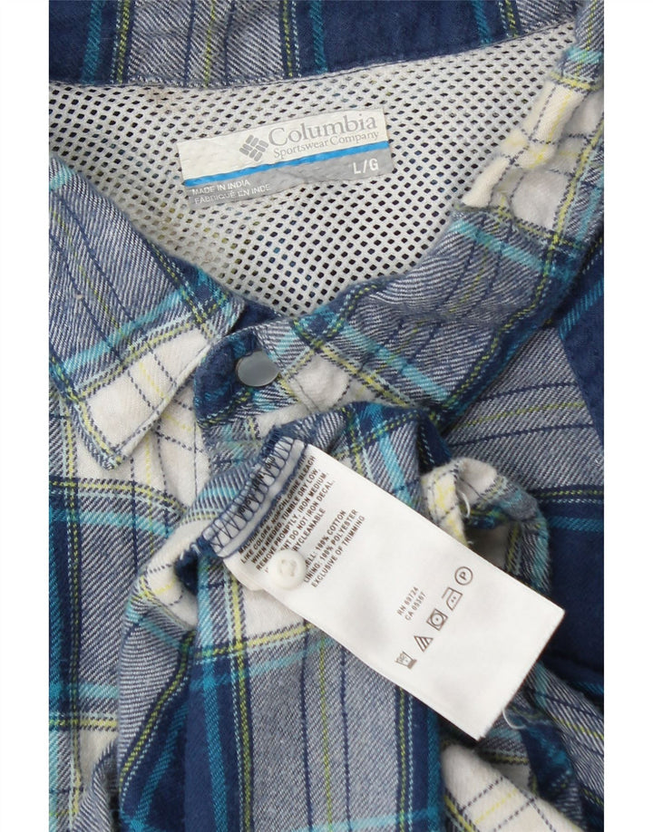 Camisa masculina de flanela Columbia grande algodão xadrez azul