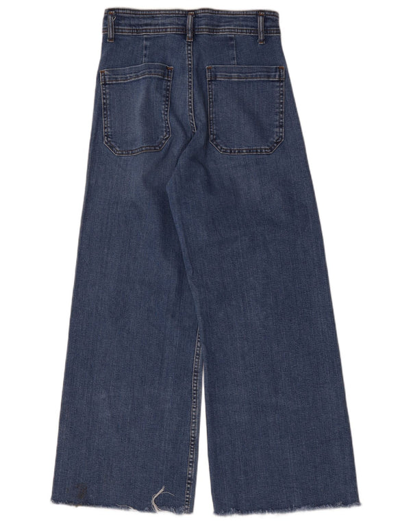 Zara Jeans feminino cintura alta com perna larga EU 40 médio W30 L28 azul