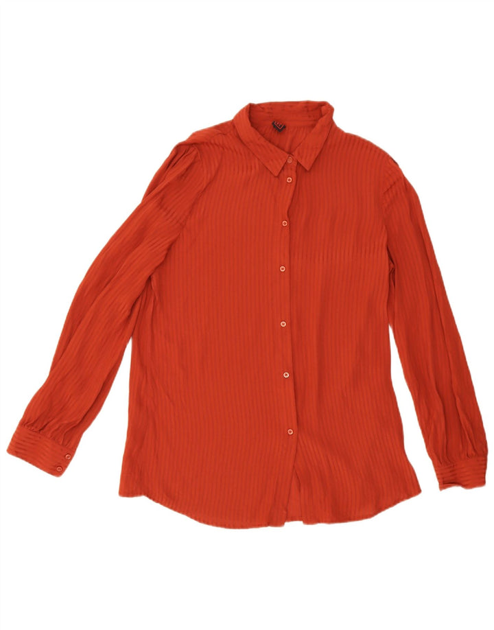Blusa feminina Stefanel de manga comprida EU 38 risca de giz marrom médio