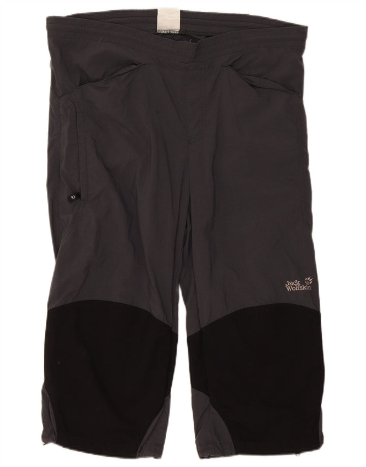 Calça capri feminina Jack Wolfskin Reino Unido 14 bloco colorido cinza médio