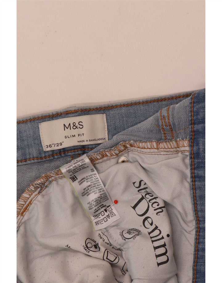 Marks & Spencer Mens Slim Jeans W36 L29 Azul Algodão