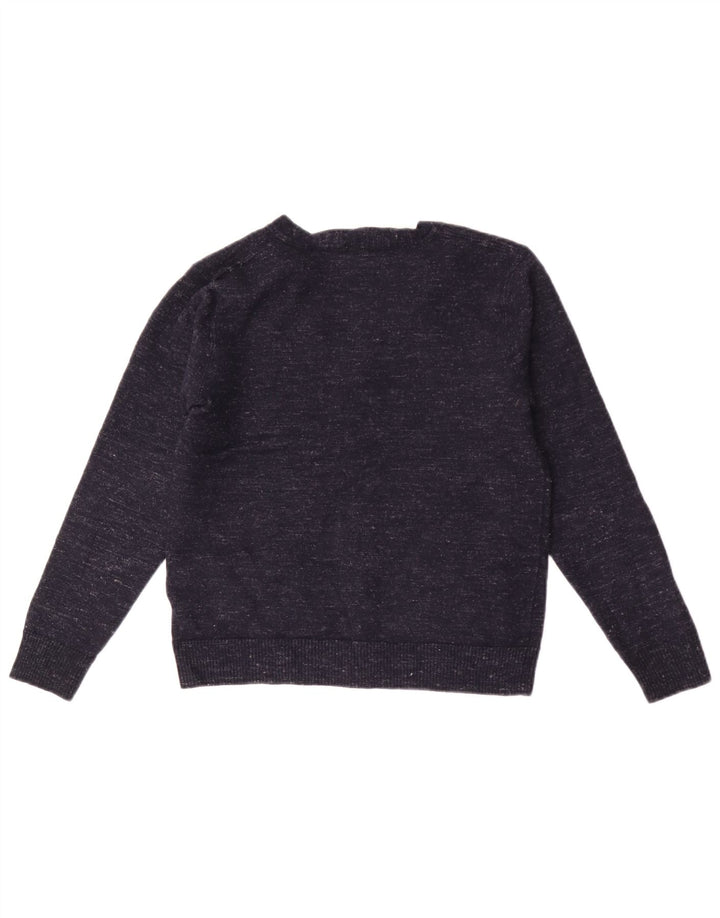 Suéter cardigã masculino J. Crew Slim Fit de lã manchada azul marinho médio