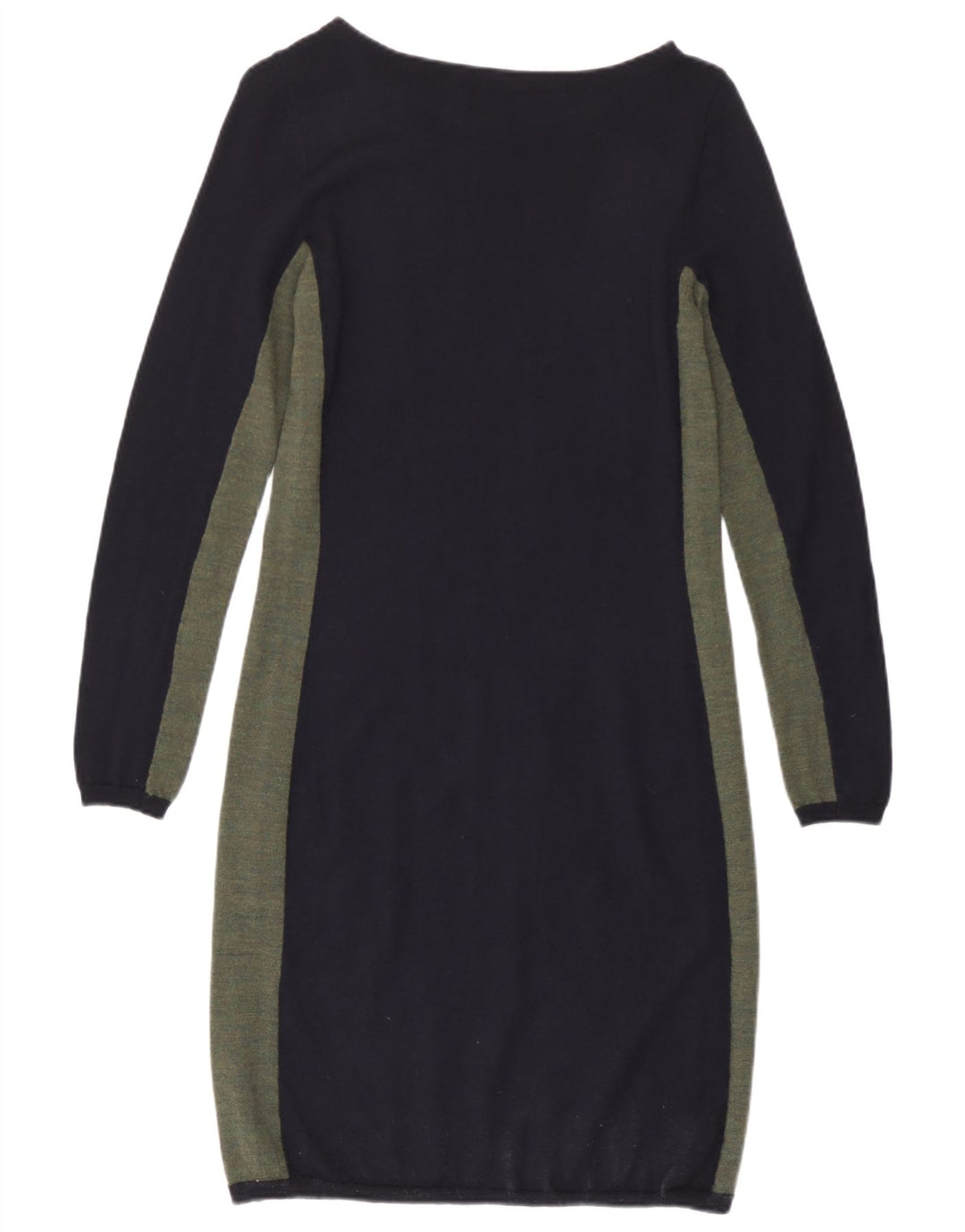 Vestido jumper feminino Jigsaw UK 12 médio azul marinho lã colorblock