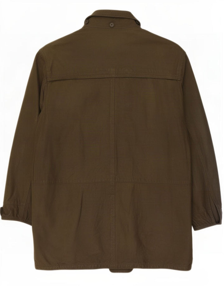 Casaco de couro masculino vintage IT 48 médio cáqui