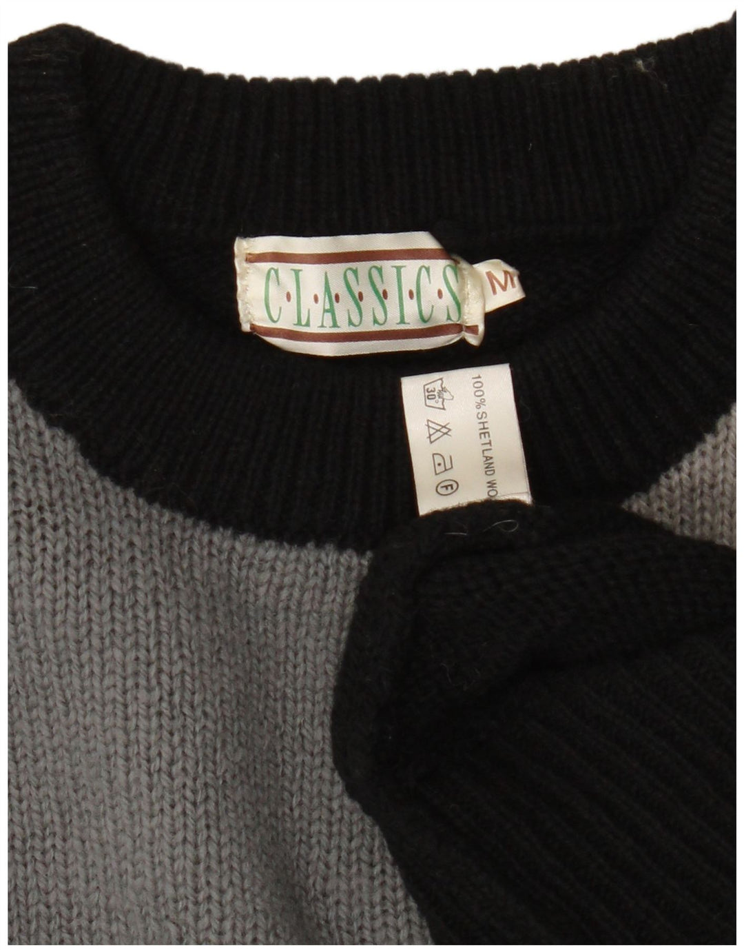 Suéter feminino Classics com gola redonda UK 14 bloco colorido preto médio