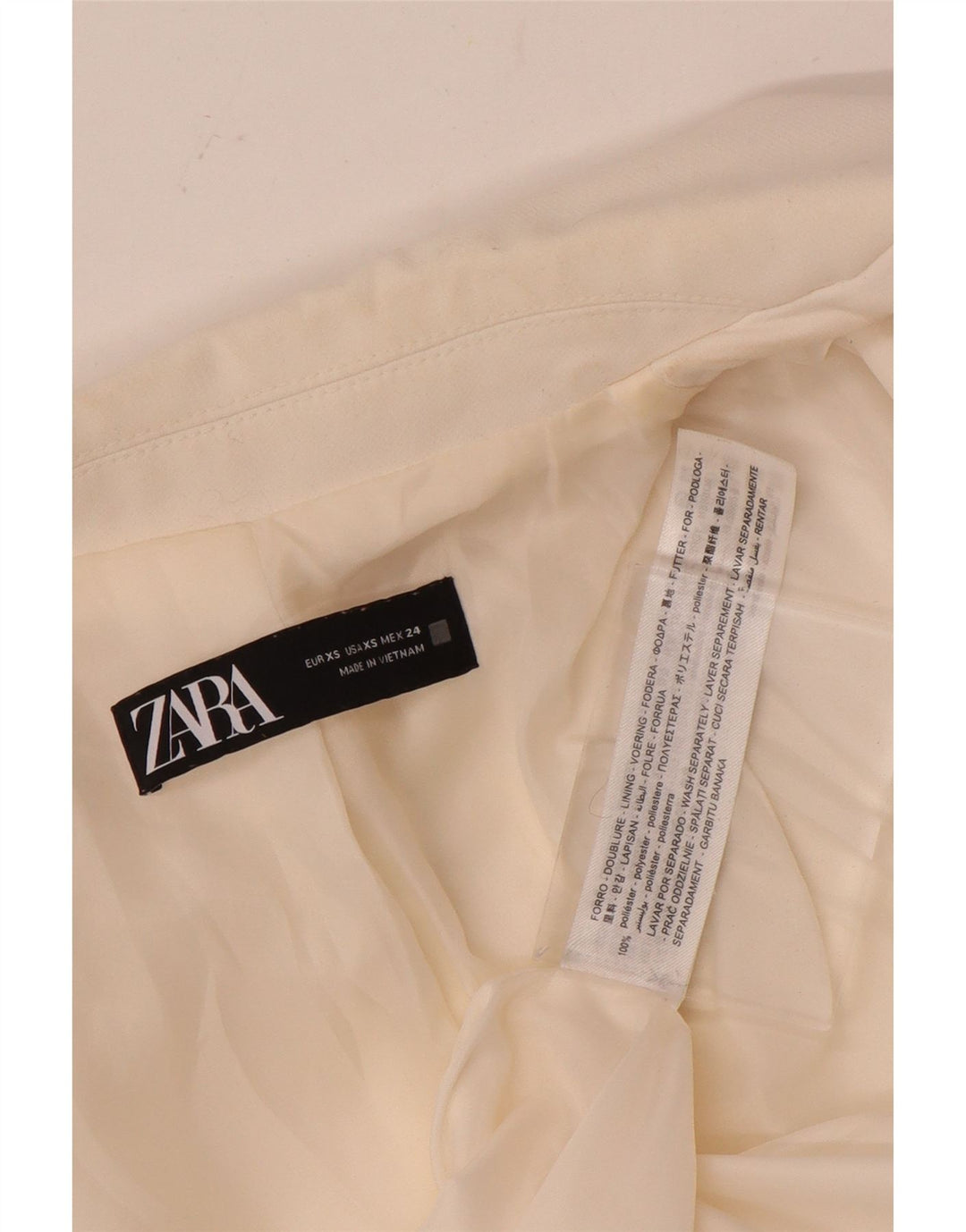 Zara Jaqueta blazer feminina oversized com peito duplo UK 6 XS poliéster branco