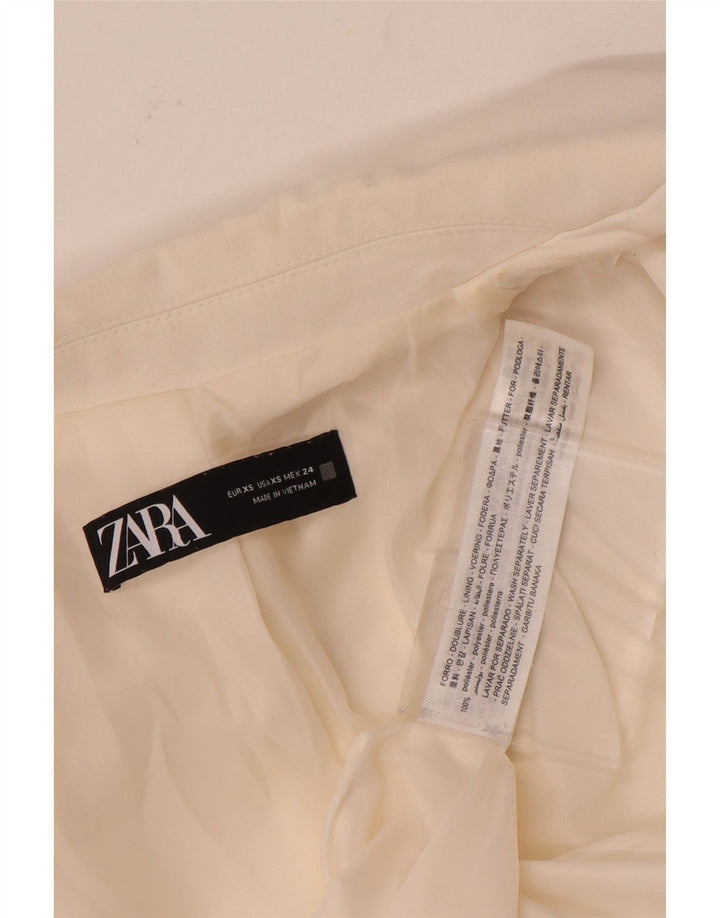 Zara Jaqueta blazer feminina oversized com peito duplo UK 6 XS poliéster branco