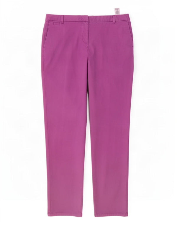 Calça chino reta feminina Marks & Spencer Reino Unido 14 grande W34 L30 roxo