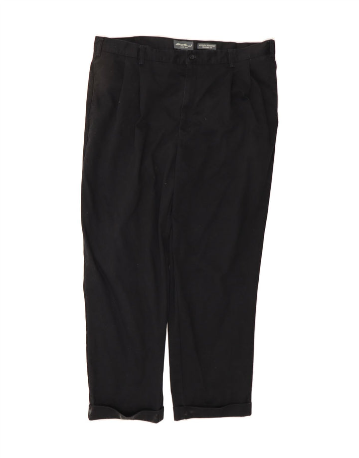 EDDIE BAUER Mens Classic Fit Casual Trousers W42 L30 Black Cotton Vintage Eddie Bauer and Second-Hand Eddie Bauer from Messina Hembry 